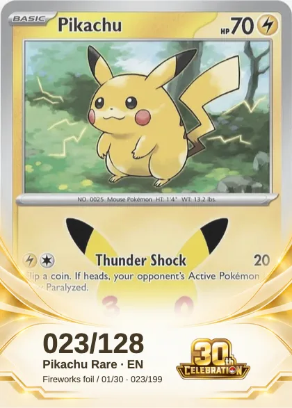 Pikachu placeholder in the Ivory anniversary frame