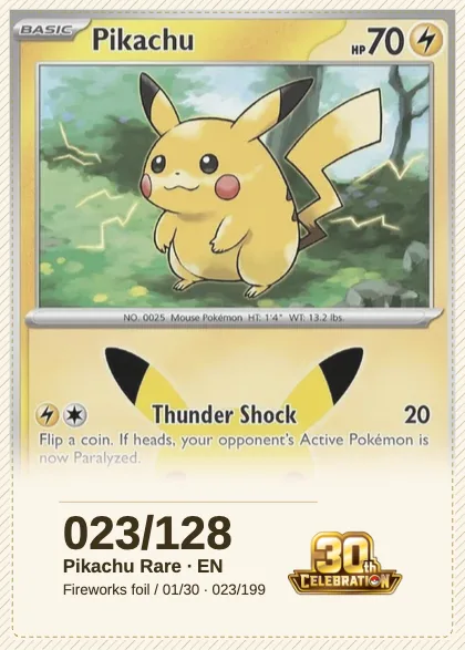 Pikachu placeholder in the Collector’s Proof frame