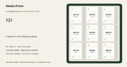 151 master set placeholder binder page – printable