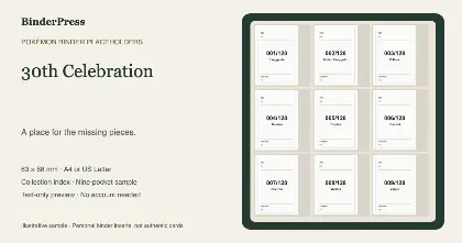 30th Celebration master set placeholder binder page – printable