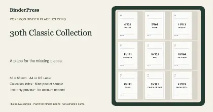 30th Classic Collection master set placeholder binder page – printable