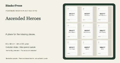 Ascended Heroes master set placeholder binder page – printable