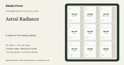 Astral Radiance master set placeholder binder page – printable