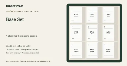 Base Set master set placeholder binder page – printable