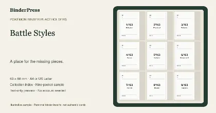 Battle Styles master set placeholder binder page – printable