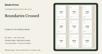 Boundaries Crossed master set placeholder binder page – printable
