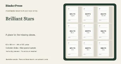 Brilliant Stars master set placeholder binder page – printable