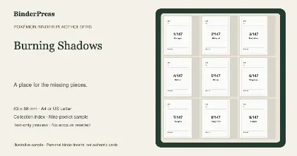Burning Shadows master set placeholder binder page – printable