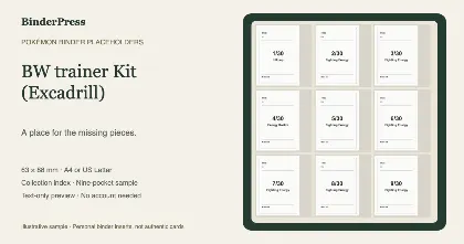 BW trainer Kit (Excadrill) master set placeholder binder page – printable