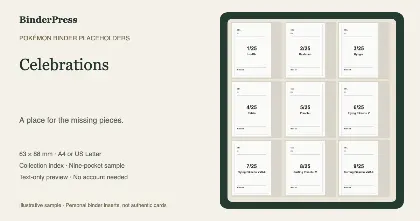 Celebrations master set placeholder binder page – printable