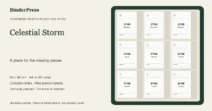 Celestial Storm master set placeholder binder page – printable