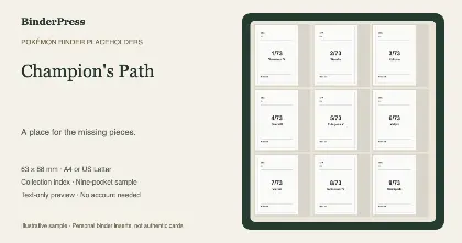 Champion's Path master set placeholder binder page – printable