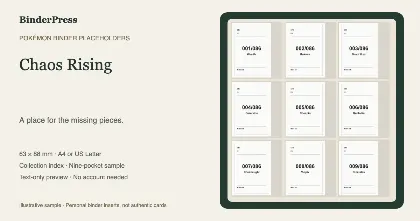 Chaos Rising master set placeholder binder page – printable