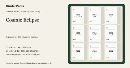 Cosmic Eclipse master set placeholder binder page – printable