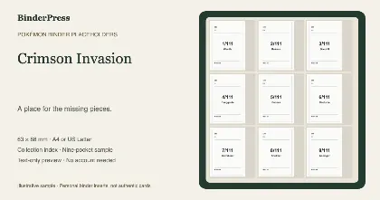 Crimson Invasion master set placeholder binder page – printable
