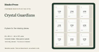 Crystal Guardians master set placeholder binder page – printable