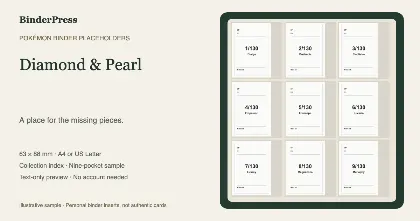 Diamond & Pearl master set placeholder binder page – printable