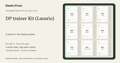 DP trainer Kit (Lucario) master set placeholder binder page – printable