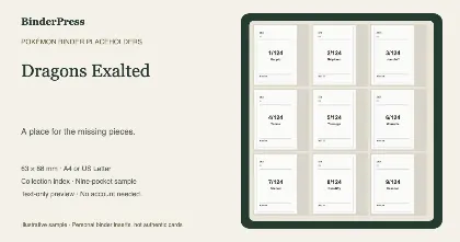 Dragons Exalted master set placeholder binder page – printable