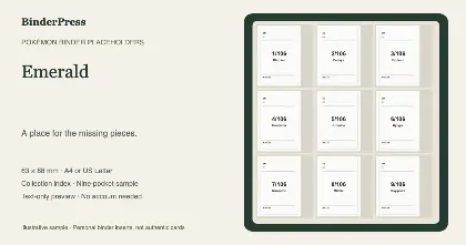 Emerald master set placeholder binder page – printable
