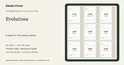 Evolutions master set placeholder binder page – printable