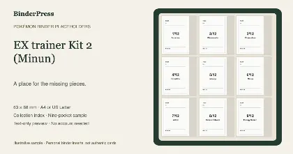 EX trainer Kit 2 (Minun) master set placeholder binder page – printable