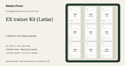EX trainer Kit (Latias) master set placeholder binder page – printable