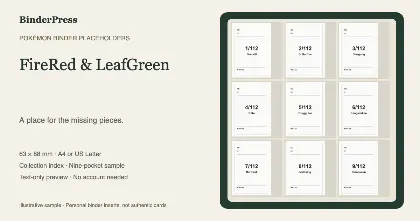 FireRed & LeafGreen master set placeholder binder page – printable