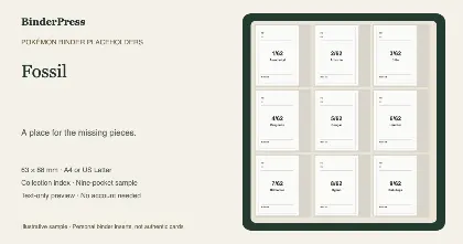 Fossil master set placeholder binder page – printable