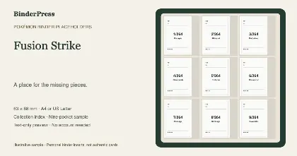Fusion Strike master set placeholder binder page – printable
