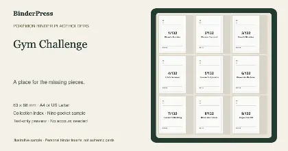 Gym Challenge master set placeholder binder page – printable