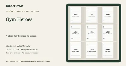 Gym Heroes master set placeholder binder page – printable