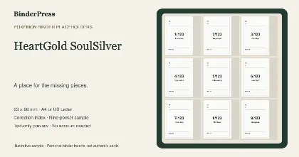 HeartGold SoulSilver master set placeholder binder page – printable