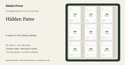 Hidden Fates master set placeholder binder page – printable