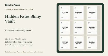 Hidden Fates Shiny Vault master set placeholder binder page – printable