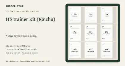 HS trainer Kit (Raichu) master set placeholder binder page – printable
