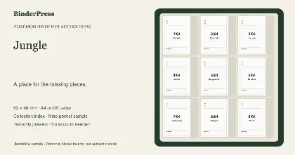 Jungle master set placeholder binder page – printable