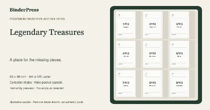 Legendary Treasures master set placeholder binder page – printable