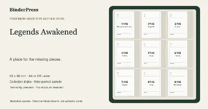Legends Awakened master set placeholder binder page – printable