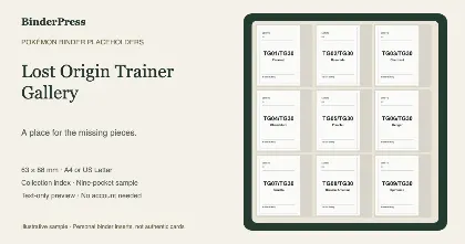 Lost Origin Trainer Gallery master set placeholder binder page – printable
