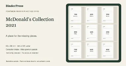 McDonald's Collection 2021 master set placeholder binder page – printable