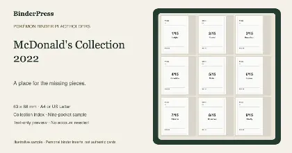 McDonald's Collection 2022 master set placeholder binder page – printable