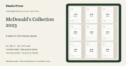 McDonald's Collection 2023 master set placeholder binder page – printable