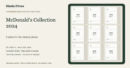 McDonald's Collection 2024 master set placeholder binder page – printable