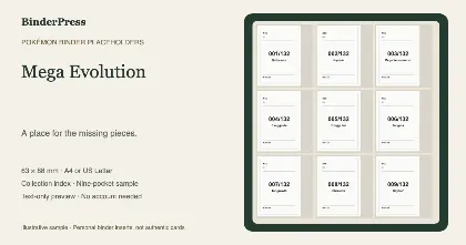Mega Evolution master set placeholder binder page – printable