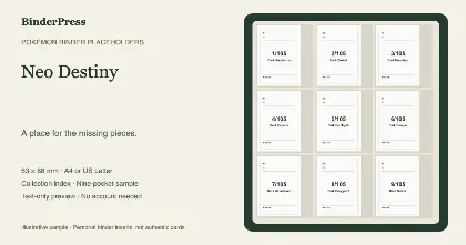 Neo Destiny master set placeholder binder page – printable
