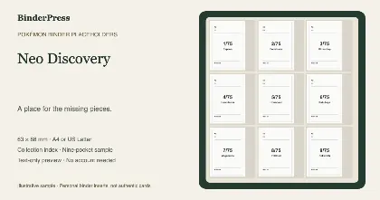 Neo Discovery master set placeholder binder page – printable