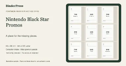Nintendo Black Star Promos master set placeholder binder page – printable