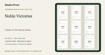 Noble Victories master set placeholder binder page – printable