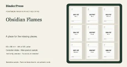 Obsidian Flames master set placeholder binder page – printable